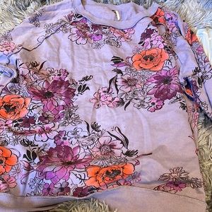 Size S/M purple free people sweatshirt with flowers.
